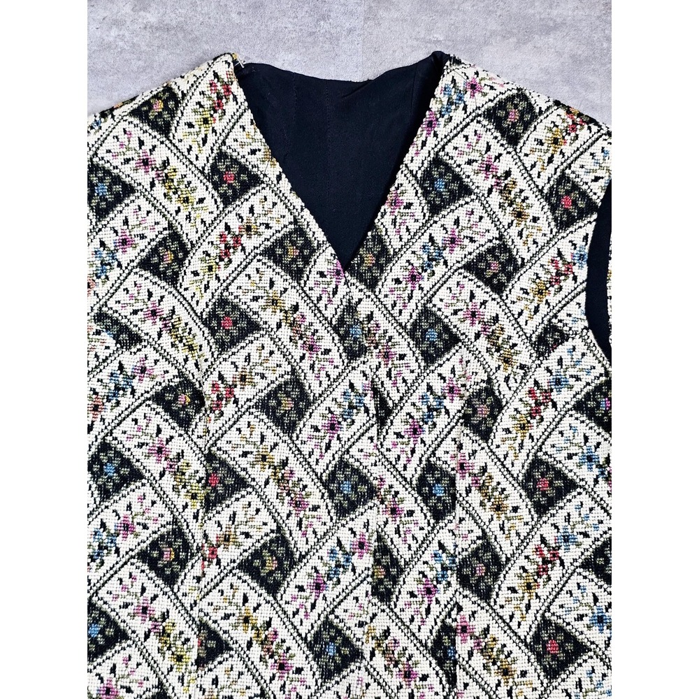 Vintage 1960s Tapestry Vest, Needlepoint Vest, Floral - Picture 2 of 6